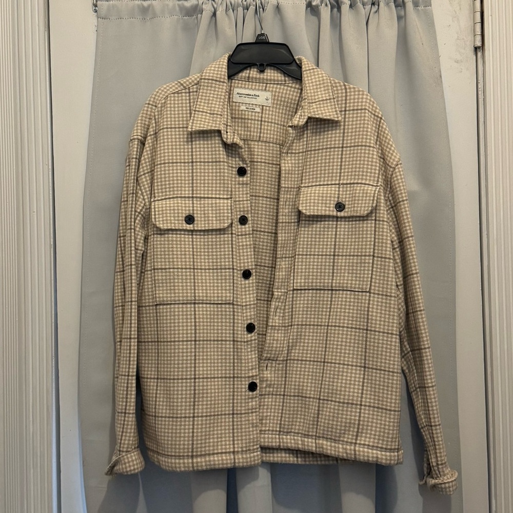 Abercrombie & Fitch Beige Plaid Utility Jacket